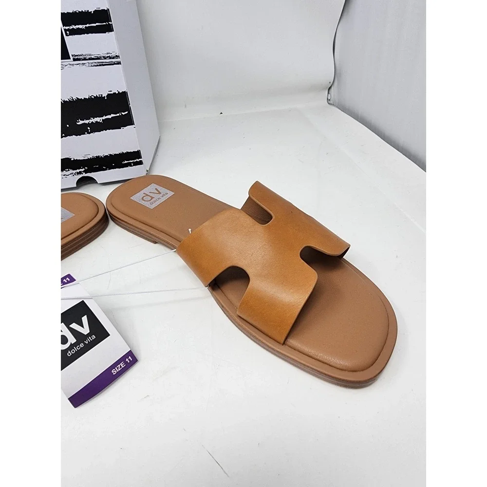 DV Dolce Vita Hollie Tan H-Band Slide Sandals‎ Womens Size 11 Flat Summer Shoes